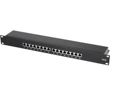 LogiLink Patchpanel NP0076, Cat 6A, 19 Zoll, 1HE, schwarz, mit 16 Ports