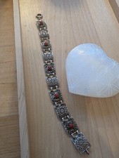 Armband 835 Silber mit runder Koralle, filigran, Trachtenschmuck, 19 cm