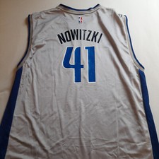 Dirk Nowitzki NBA Jersey Reebok Dallas Mavericks Silber Rare Shirt Mavs