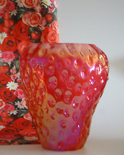 Sehr große irisierende Glasvase Erdbeere Erdbeervase Rot Blumenvase Vase 26cm