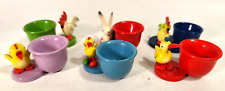 6x Volkskunst Orig Erzgeb. Osterhase Huhn Hahn Ente Küken Eierbecher RuT Gahlenz