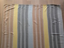 Original 1960 60er Jacquard Stoff Vorhang Gestreift Blau Braun Grau Vintage