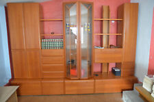 Wohnwand Stapelanbauwand aus Massivholz ANIGRE mit Beleuchtung, Farbe Kirschbaum