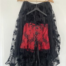 Damen Gothic Medieval Hexe Vampir Cosplay Halloween Partykleid Karneval Kostüm