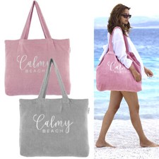 Frottee Strandtasche Badetasche XXL 100% Baumwolle Shopper Strand Tasche groß 