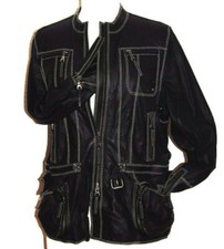 Lederjacke schwarz N3 MARC CAIN 38 weiß Ziernähte Nieten Gürtel Leder Jacke edel