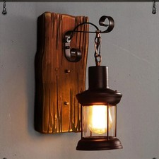 Antik Retro Vintage Industriell Holz Wandleuchte Wand Lampe Wandleuchter Licht