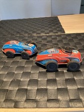 Seltenes  Niedermeier PN Tandem Race Cars Verfolgungsjagd 50er Top  Tin Toy