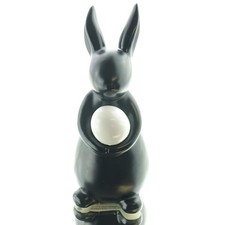 SCHEULEN Oster-Deko Hase Schwarz mit weißem Ei 14 cm - Keramik