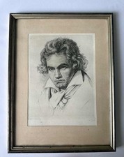 W.Pech"Porträt Ludwig van Beethoven"Radierung um.1930