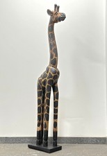 Giraffe aus Holz, H: ca. 160 cm, Zoo, Afrika, Tierskulptur