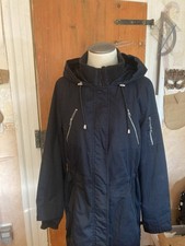Parka Regenmantel M Dunkelblau Gefüttert mit Kapuze Gr. 40-42