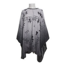 Poncho, Größe: ONE SIZE, Grau/Weiß, Sonstiges, Fleece, Damen #bne