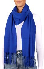 Damen Schal Winterschal Cashmirillo Fransen Uni 30/40x180cm Stola Tuch Pashmina
