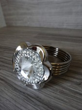 4 edle Serviettenringe-silber--Metall--Schmuckstein--Blume-Serviettenhalter *