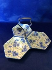 Shelley Blue Pansy Chintz 3-teilige Schale (Pat 5531)