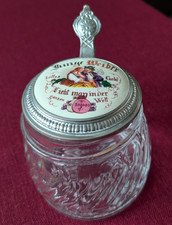 Glas Bierkrug mit Zinndeckel