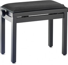 Stagg PB39 BKM SVBK Matt Schwarz Klavierbank mit Samt Sitzflache - Eichenrahmen