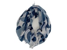 OPUS Damen Schal Blau Geometrisch Modern Baumwolle Fransen 102x186cm