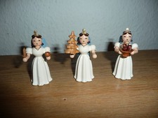 Erzgebirge drei Blank Engel Langrock farbig - wie neu ! Gabenengel Äpfel, Baum