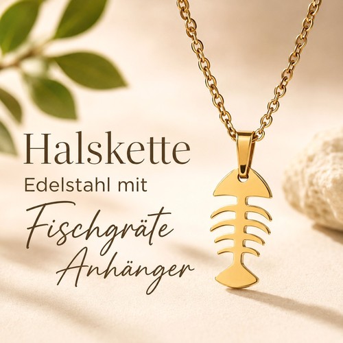 Fischgräte halskette 18k - fischgräte,
