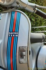 VESPA Banner Beinschild "Racing Team" - Rot / Blau - Aufkleber PX V50 PK GL GTS