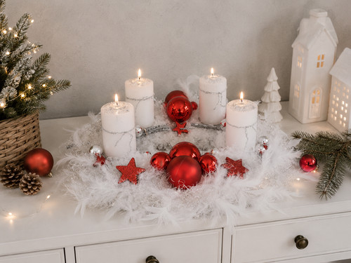 Excl adventskranz weiß - weiß, rot