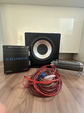 Crunch Car Hifi Set Subwoofer + Endstufe GPX500.2 500W + Power Cap + Kabelpaket