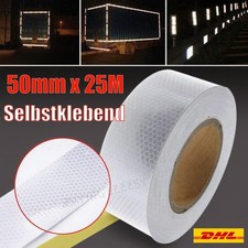 25m 50mm Reflektorfolie Reflektorband Selbstklebend Warnung Warnaufkleber Silber