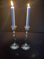 Paar englische Silber Kerzenständer 925 Sterling zeitloses Design