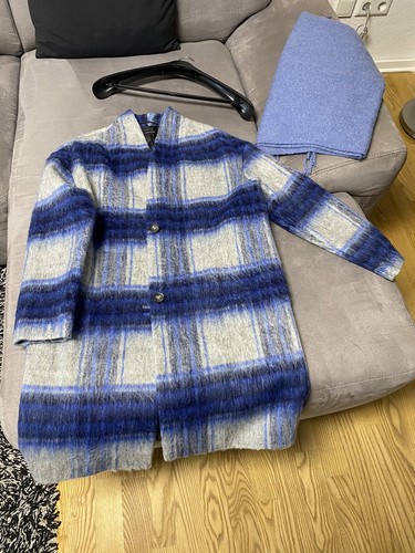Damen mantel kariert blau - damen,