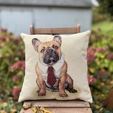 Mops Kissenhülle Fester Gobelin Grauer BWSamt Stoff Reissverschluß 45 x45cm