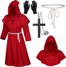 XCMVCN Mönch Robe Mittelalter Renaissance Herren Kapuze Priester Kostüm Fasching