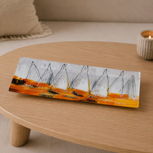 Glasplatte orange weiß - glasplatte, orange/weiß
