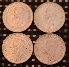 Schweden 4er Lot 2 Kronen 1946-1950 König Gustav V. - 56 g 400er Silber!