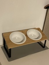 2x Fressnapf aus Keramik mit Metall Ständer Katzennapf Hundenapf Futternapf Napf