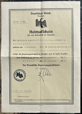 Heimatschein Deutsches Reich