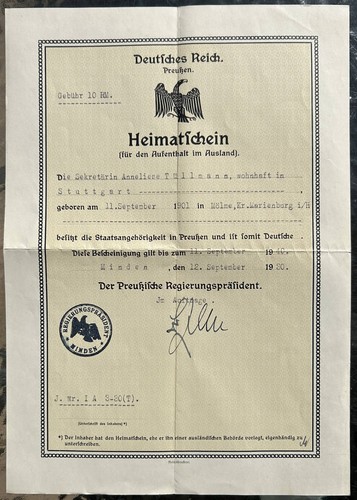 Heimatschein deutsches reich - heimatschein,