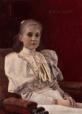 Sitzendes junges Mädchen 1894 Jugendstil Seidenkleid Gustav Klimt Kunst A3 100