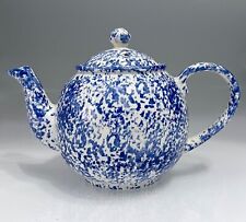 Teekanne Arthur Wood Saxony Keramik Sprenkel Dekor blau weiß  0,5 L H. 12,5 cm