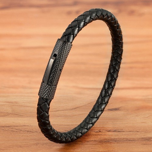 Echtleder armband titanstahl - armband,