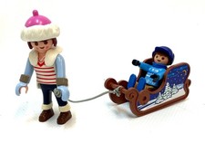 Playmobil Winter * Frau mit Kind / Junge & Schlitten
