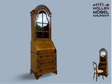 WMK # Hochwertiger Vintage Schreibschrank in antikem Stil mit Vitrinen Aufsatz u