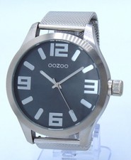 SALE Oozoo große Armbanduhr Milanaiseband silber/blau Ø51mm C1012ms