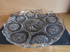 Teller Schale Obstschale Gebäckteller mit Relief Glas klar / ca.30 cm Ø