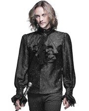 Devil Fashion Herren Gothic Shirt Oberteil Schwarz Steampunk Regency Aristocrat + Krawatte