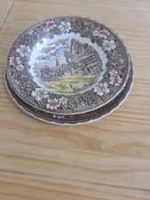 ROYAL TUDOR WARE, COACHING TAVERNS 1828 OVALER TELLER und Suppenteller Antik