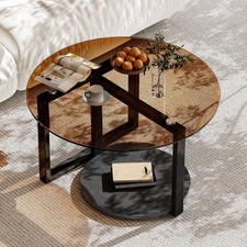 Couchtisch Wohnzimmertisch Beistelltisch Kaffeetisch Glastisch Sofatisch Amber