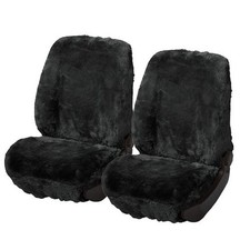 Auto Sitzbezug Lammfellbezug Lammfell Fell Schonbezug PKW 100% Lammfell schwarz