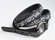 EDC by Esprit 20 mm Luxus Leder Gürtel Pailletten Gr. XL  97 - 107 cm Schwarz